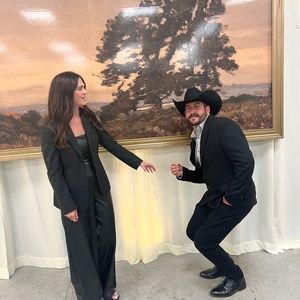 Express vegan leather strapless pantsuit